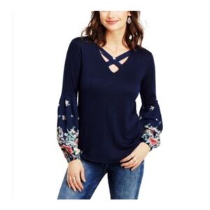 MAURICES Navy Floral Blouse
